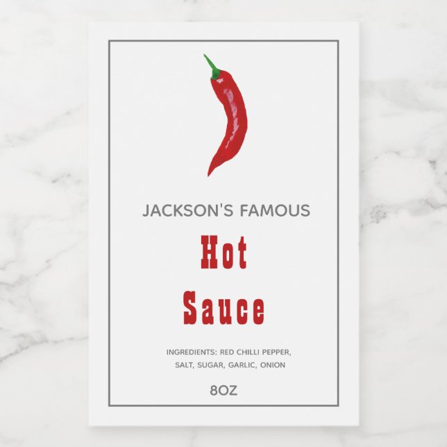 Salsa Picante Casera | Etiqueta de Salsa de Chilli (Etiqueta única)
