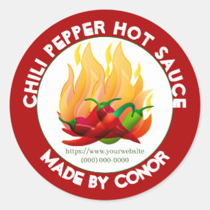 Salsa Picante de Chile 2 Pegatina Redonda Clásica