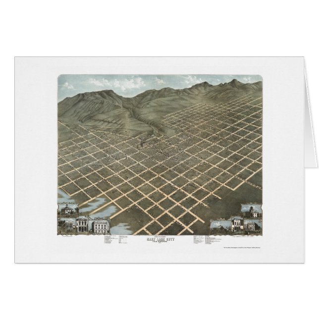 Salt Lake City, mapa panorámico de UT - 1870 (Anverso (Horizontal))