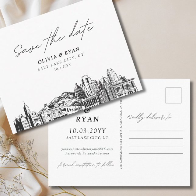 Salt Lake City Salve la fecha Boda de la tarjeta p (Salt Lake City Save the Date Postcard Wedding
)