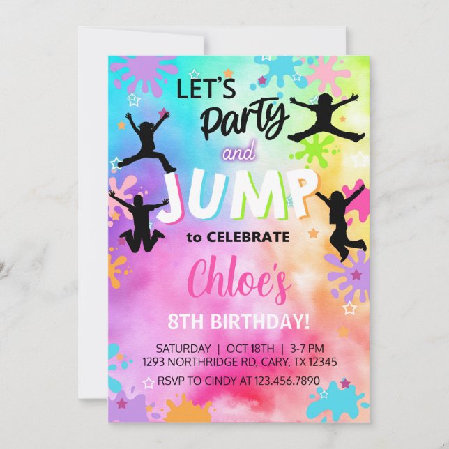 salta la invitación de cumpleaños chica, salta la  (Anverso)