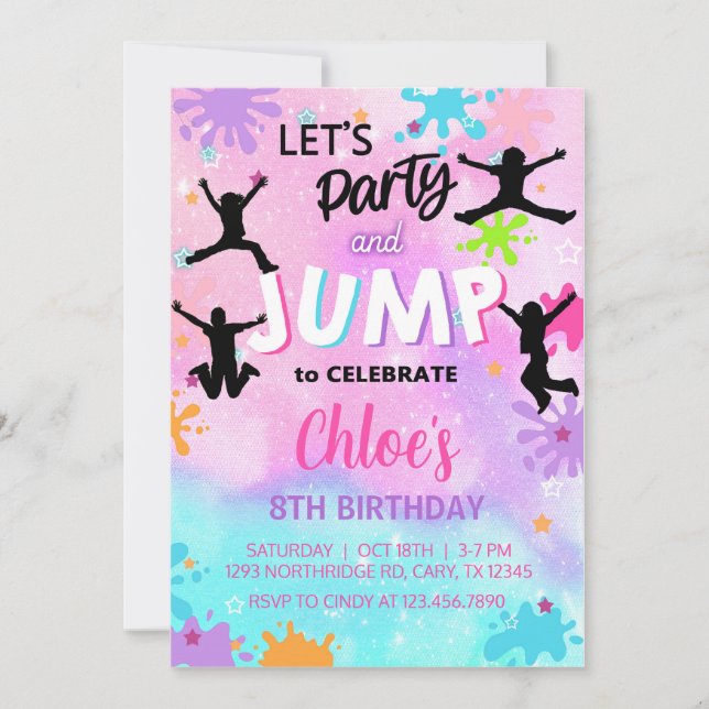 salta la invitación de cumpleaños chica, salta la  (Anverso)