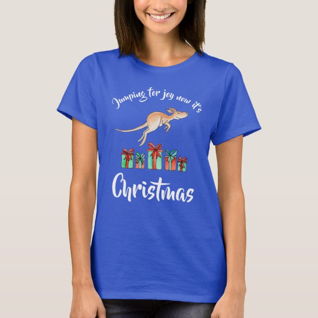 Saltando de alegría camiseta de Navidades canguros (Anverso)