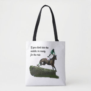 Saltando Jinete De Caballos En Bolsa Verde De Tost