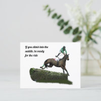 Saltando Jinete De Caballos En Postales Verdes