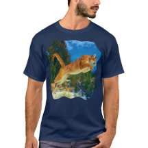 Saltando la camiseta del león de montaña (puma)
