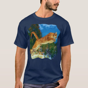 Saltando la camiseta del león de montaña (puma)
