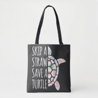 Saltar la paja salve la bolsa de la tortuga ecológ