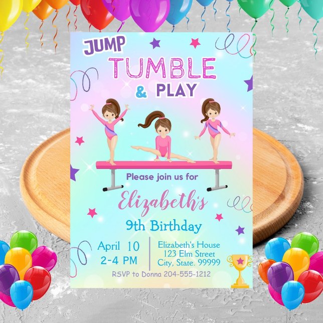Saltar Tumble y Jugar Invitación de fiesta de cump (Subido por el creador)