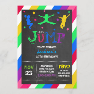 Salte la invitación del cumpleaños del trampolín