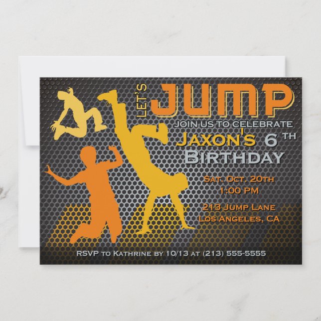 Salte la invitación del cumpleaños - trampolín de (Anverso)