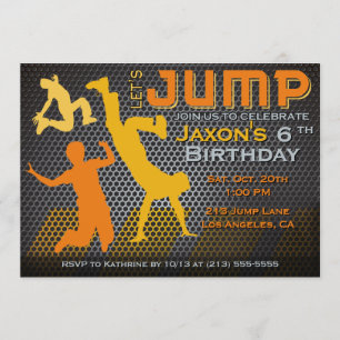 Salte la invitación del cumpleaños - trampolín de
