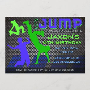 Salte la invitación del cumpleaños - trampolín de