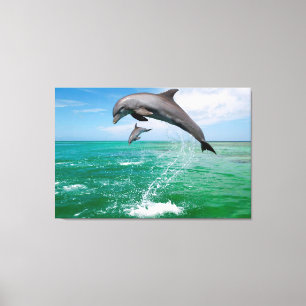 Salto de delfines Personalizado canvas arte en par