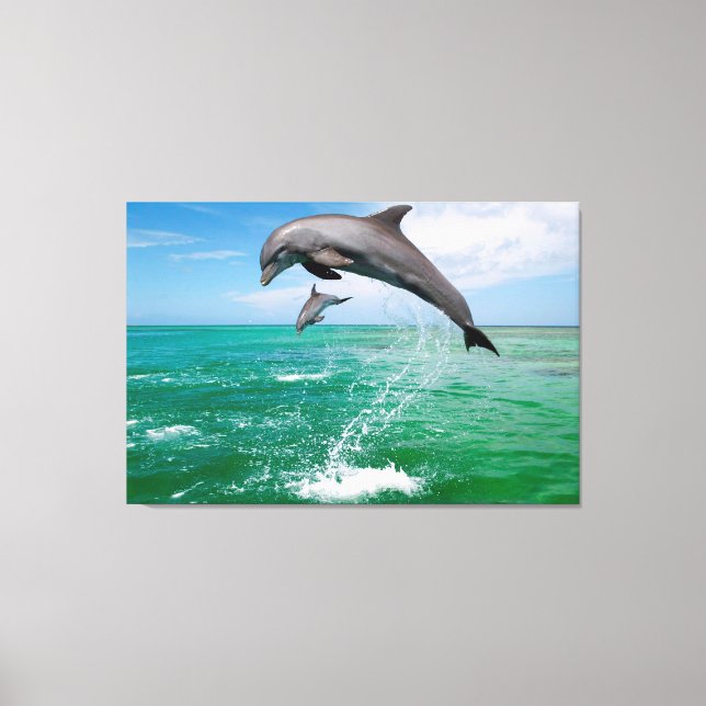 Salto de delfines Personalizado canvas arte en par (Anverso)