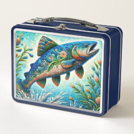 Salto de salmón Mosaic Floral Azul Peach