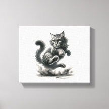 Salto de Whiskers Wild - Impresión de arte de gato