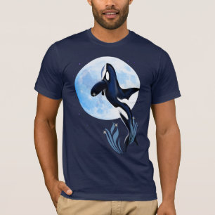Salto del camisetas de la orca y de la luna