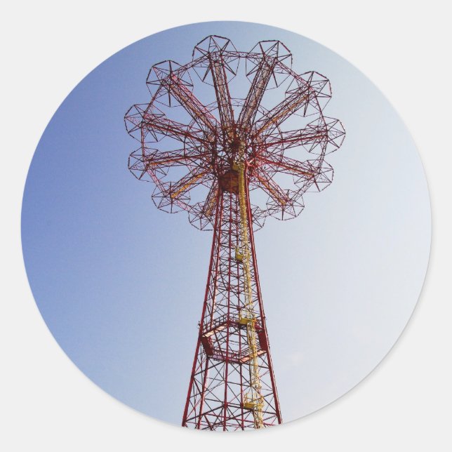 Salto en paracaídas - Isla Coney, pegatina de NYC (Anverso)