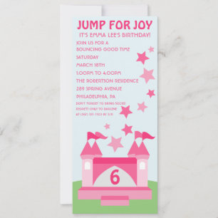 Salto rosado para la invitación de cumpleaños a la