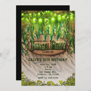 Saltos de FIESTA de JUNGLE e invitaciones a impres