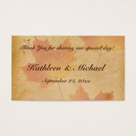 Saltos de otoño en etiqueta de favor de boda de pa