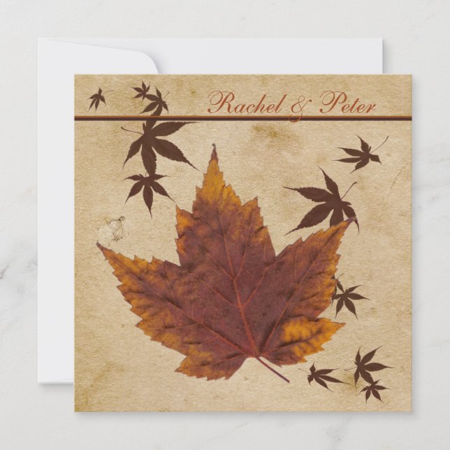Saltos de otoño en la invitación a la boda de pape (Anverso)