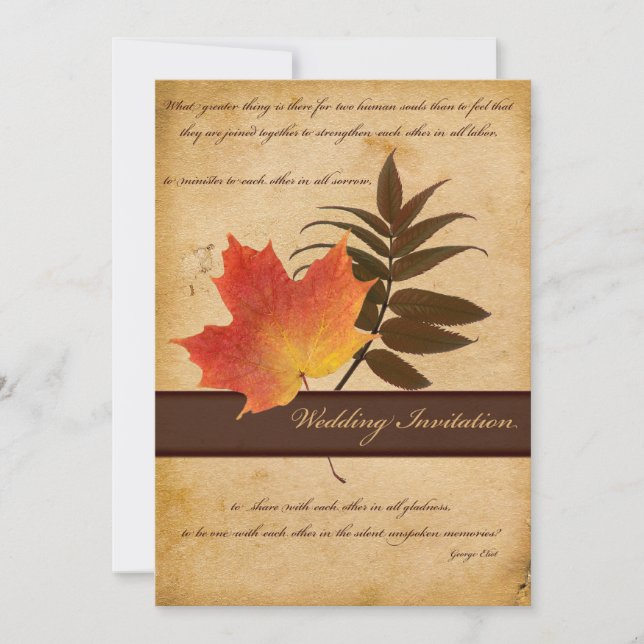Saltos de otoño en la invitación a la boda de pape (Anverso)