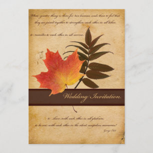 Saltos de otoño en la invitación a la boda de pape