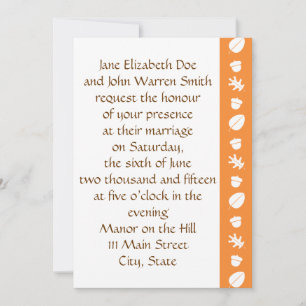 Saltos de otoño en la invitación a la boda Naranja