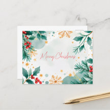 Saltos de tarjetas de navidad acuarela y moras