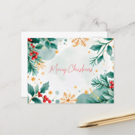 Saltos de tarjetas de navidad acuarela y moras