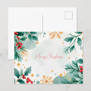 Saltos de tarjetas de navidad acuarela y moras