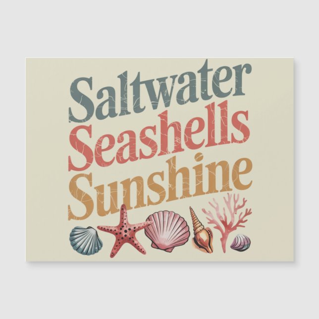 Saltwater Seashells Sunshine Summer Beach Vacacion (Anverso)