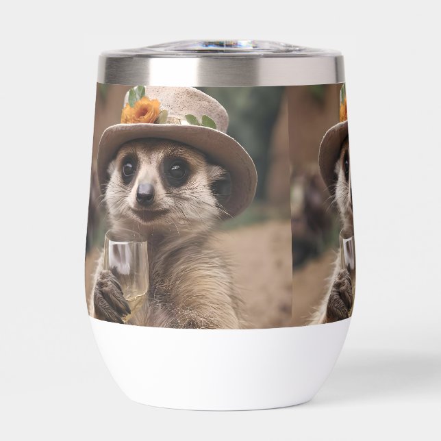 "Salud a la vida: Gran Meerkat disfruta de un vaso (Frente)