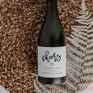 Salud Etiquetas de vino de Boda blanco y negro