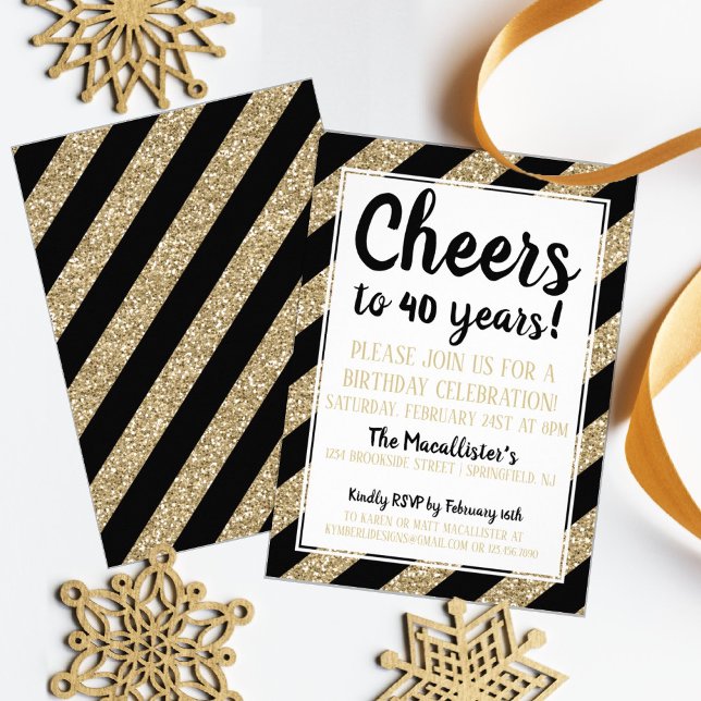 Salud! Invitación de cumpleaños de Purpurina de or (Subido por el creador)