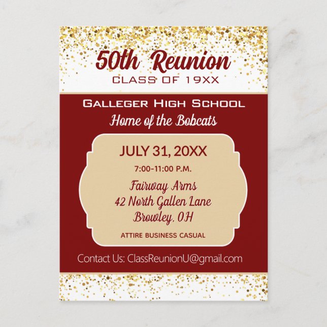 ¡Salud!  Invitación de reunión de la 50ª promoción (Anverso)