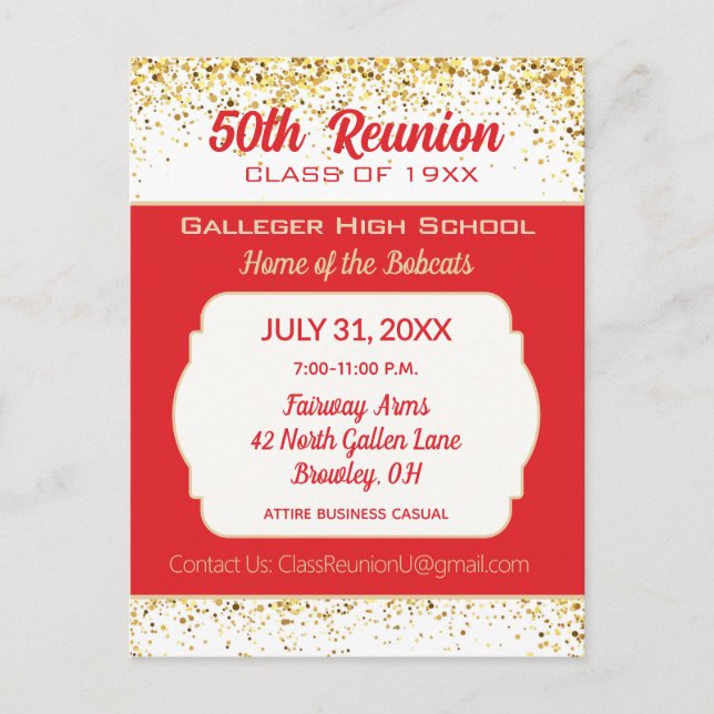 ¡Salud!  Invitación de reunión de la 50ª promoción (Anverso)