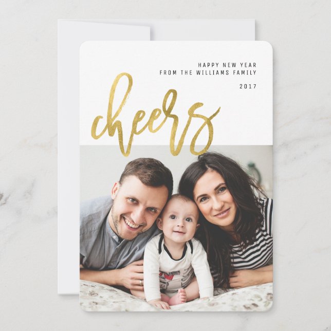 Salud | Tarjeta de fotografía de caligrafía de oro (Anverso)