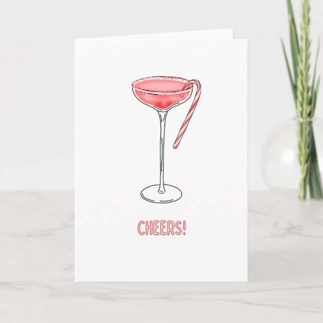 Salud! Tarjeta de Navidades de cócteles Candy Cane (Anverso)