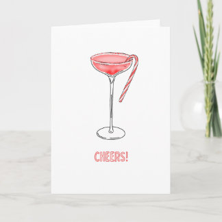 Salud! Tarjeta de Navidades de cócteles Candy Cane