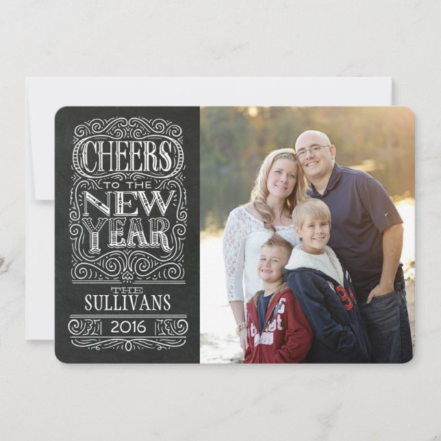 Salud! Tarjeta fotográfica de Año Nuevo (Anverso)
