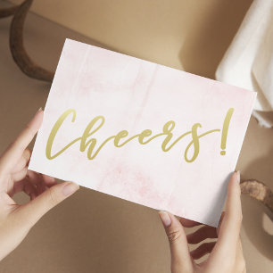 ¡Salud! Tarjeta postal de acuarela con guión dorad