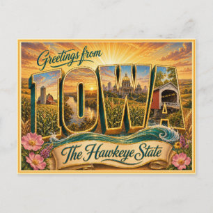 Saludo antiguo de Iowa de postal