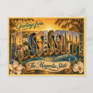 Saludo Antiguo de Mississippi de Tarjeta Postal