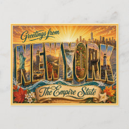 Saludo Antiguo de Nueva York de Tarjeta Postal