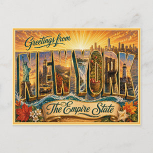 Saludo Antiguo de Nueva York de Tarjeta Postal