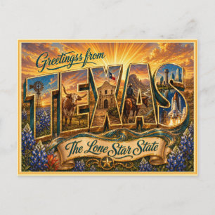 Saludo Antiguo de Texas de Tarjeta Postal