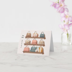 Saludo con tarjeta de bolso de estilo